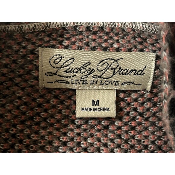 Lucky Brand Size Large Wool Mohair Blend Sweater Woman’s Pink Plaid Cardigan - Picture 6 of 11